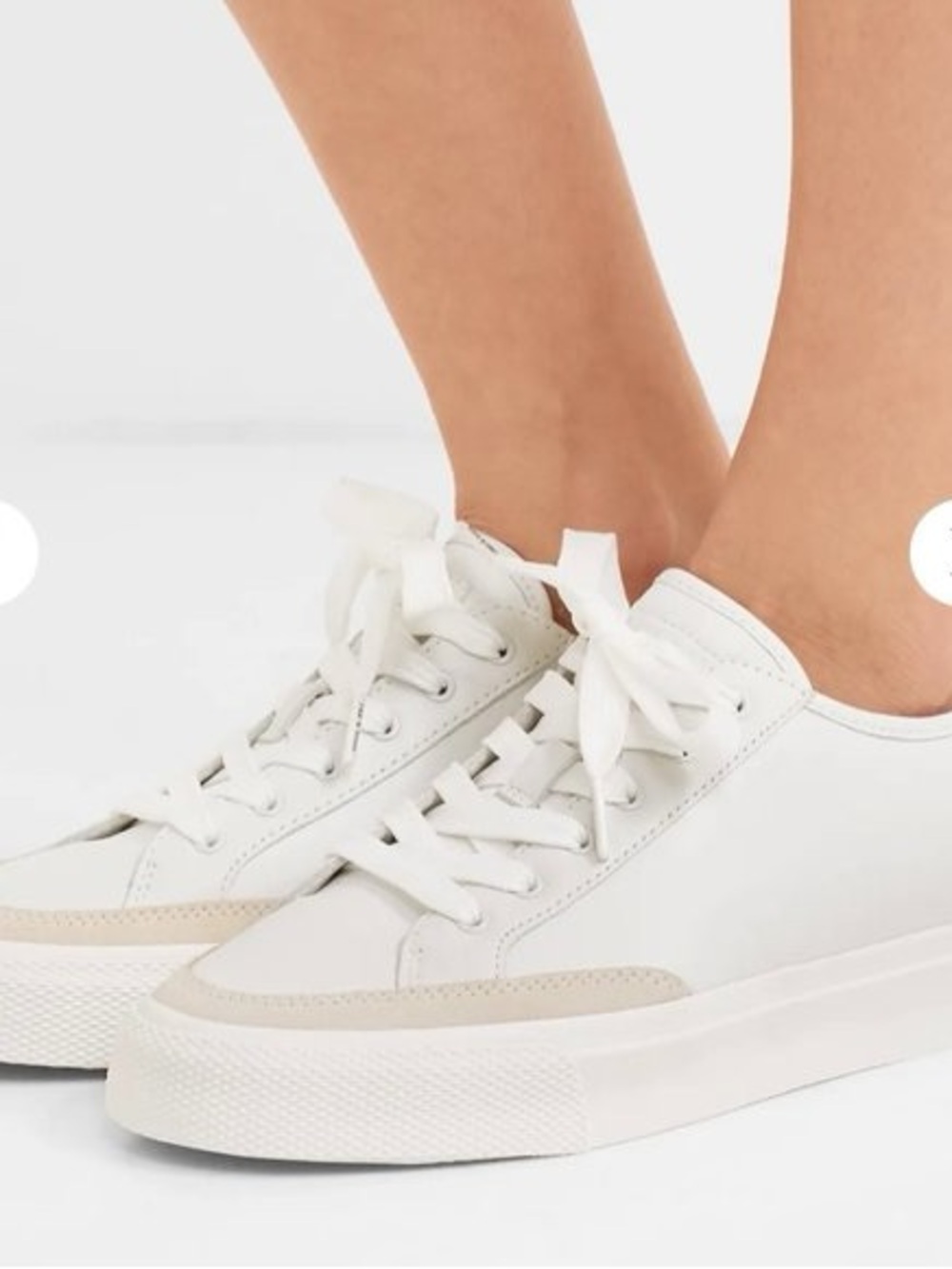 rag & bone White Low-Top Leather Sneakers with Cream Accent